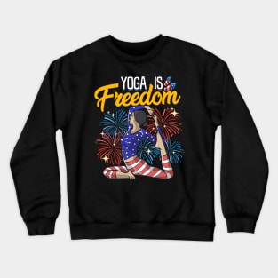 Yoga Is Freedom American Flag  Meditation Crewneck Sweatshirt